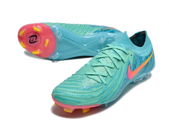 Nike Phantom Luna Elite NU FG Green Ltblue Pink Low Soccer Cleats For Men