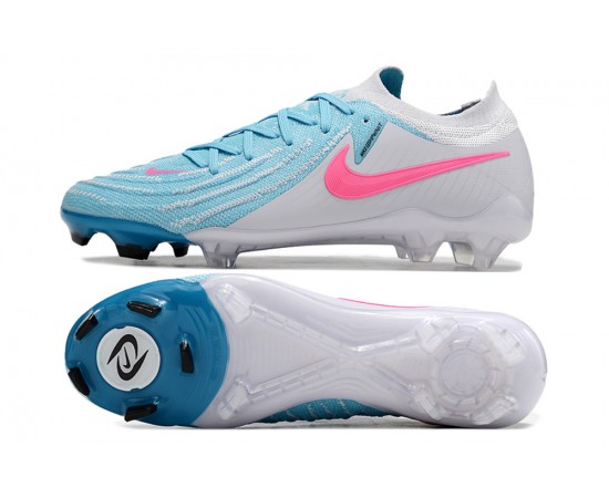 Nike Phantom Luna Elite NU FG Grey Ltblue Pink Low Soccer Cleats For Men