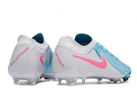 Nike Phantom Luna Elite NU FG Grey Ltblue Pink Low Soccer Cleats For Men