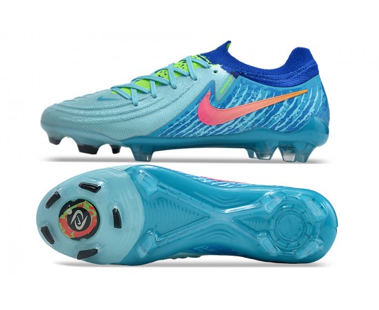 Nike Phantom Luna Elite NU FG Ltblue Blue Pink Low Soccer Cleats For Men