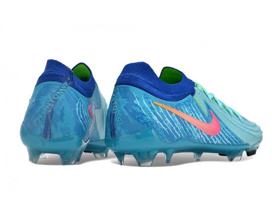 Nike Phantom Luna Elite NU FG Ltblue Blue Pink Low Soccer Cleats For Men