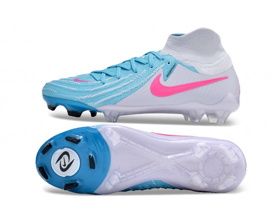 Nike Phantom Luna Elite NU FG Ltblue Pink Grey High Soccer Cleats For Men