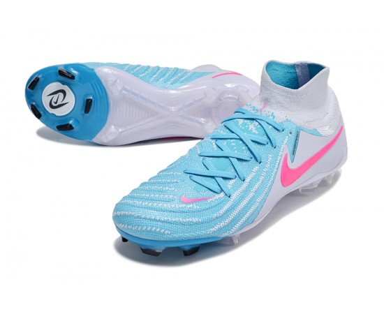 Nike Phantom Luna Elite NU FG Ltblue Pink Grey High Soccer Cleats For Men