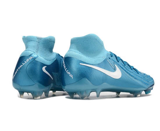 Nike Phantom Luna Elite NU FG Ltblue White High Soccer Cleats For Men