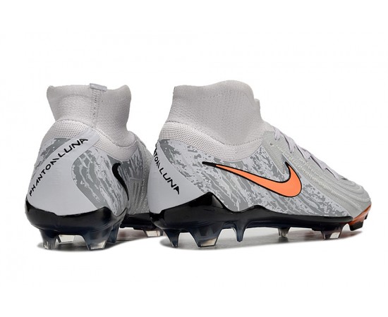 Nike Phantom Luna Elite NU FG Orange And Grey Black High Soccer Cleats For Men