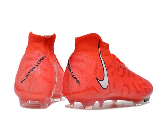 Nike Phantom Luna Elite NU FG Red Black White High Soccer Cleats For Men