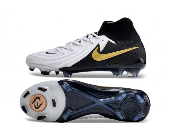 Nike Phantom Luna Elite NU FG White Black Gold High Soccer Cleats For Men