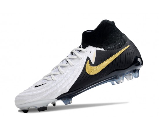 Nike Phantom Luna Elite NU FG White Black Gold High Soccer Cleats For Men