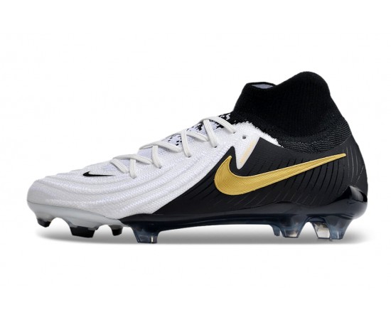 Nike Phantom Luna Elite NU FG White Black Gold High Soccer Cleats For Men