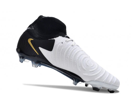 Nike Phantom Luna Elite NU FG White Black Gold High Soccer Cleats For Men