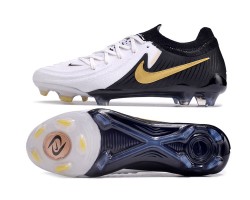 Nike Phantom Luna Elite NU FG White Black Gold Low Soccer Cleats For Men