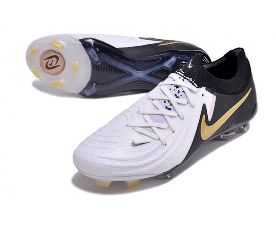 Nike Phantom Luna Elite NU FG White Black Gold Low Soccer Cleats For Men