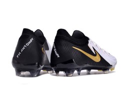 Nike Phantom Luna Elite NU FG White Black Gold Low Soccer Cleats For Men