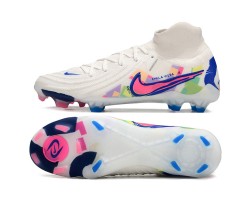 Nike Phantom Luna Elite NU FG White Blue Pink High Soccer Cleats For Men