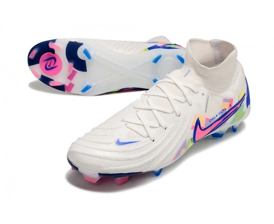 Nike Phantom Luna Elite NU FG White Blue Pink High Soccer Cleats For Men