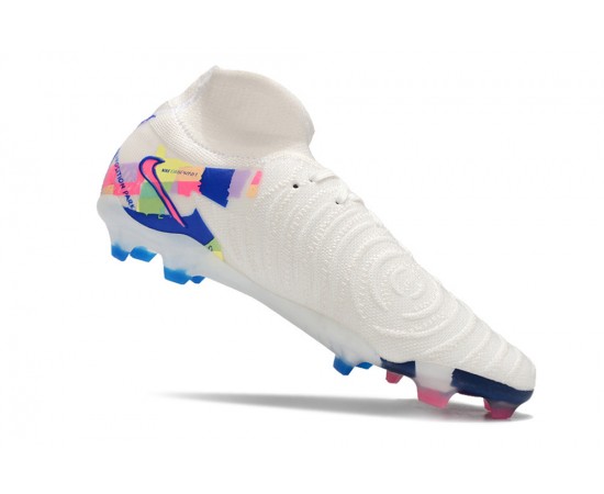 Nike Phantom Luna Elite NU FG White Blue Pink High Soccer Cleats For Men