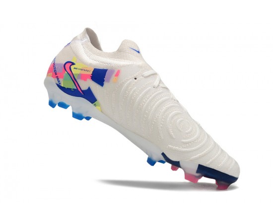 Nike Phantom Luna Elite NU FG White Blue Pink Low Soccer Cleats For Men