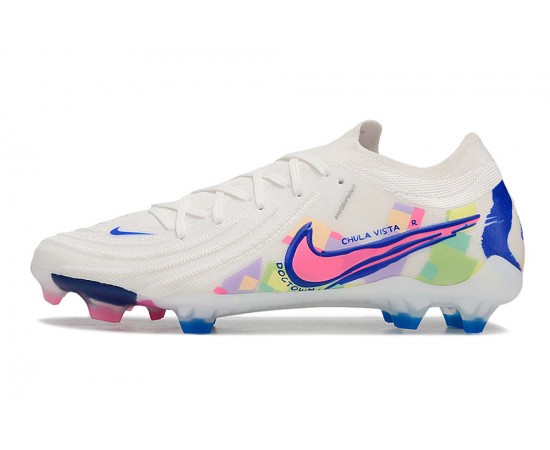 Nike Phantom Luna Elite NU FG White Blue Pink Low Soccer Cleats For Men