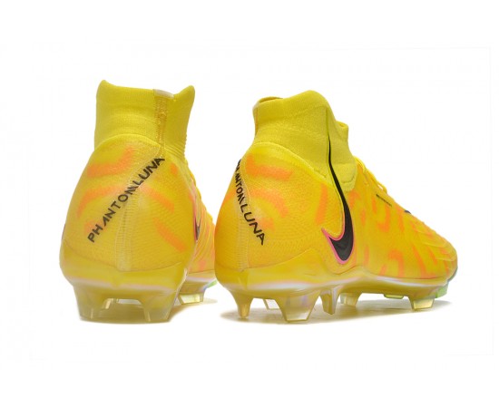 Nike Phantom Luna Elite NU FG Yellow Black High Soccer Cleats For Men