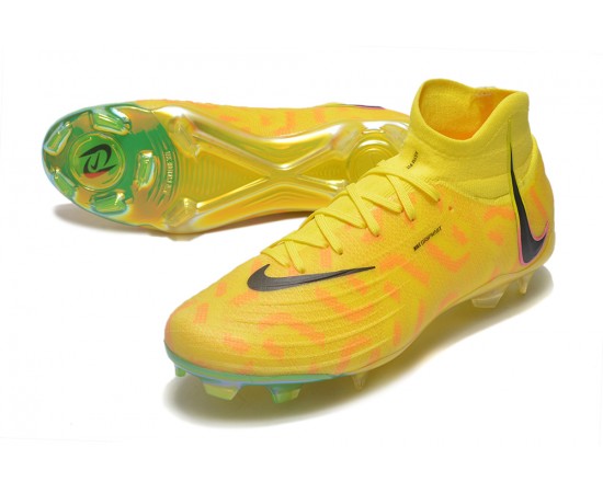 Nike Phantom Luna Elite NU FG Yellow Black High Soccer Cleats For Men