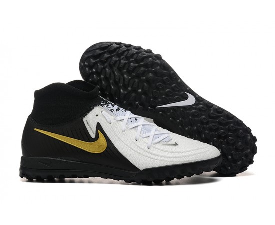 Nike Phantom Luna Elite TF High Top Black White Gold Soccer Cleats For Men