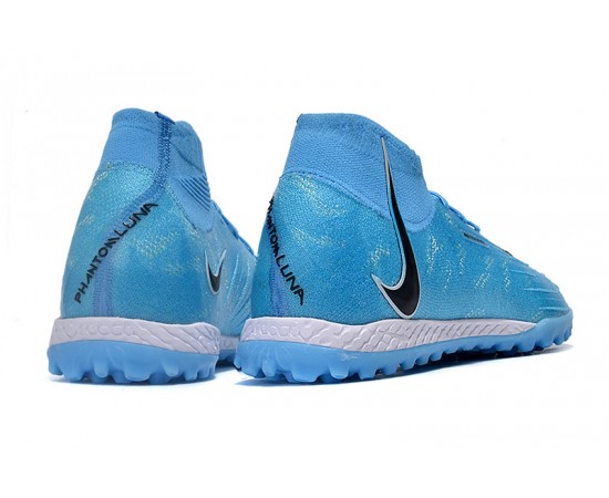 Nike Phantom Luna Elite TF High Top Blue Soccer Cleats For Men And Women