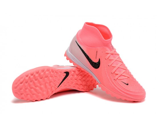 Nike Phantom Luna Elite TF High Top Pink Black Grey Soccer Cleats For Men