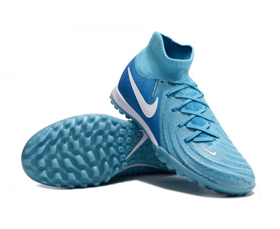 Nike Phantom Luna Elite TF High Top Soccer Cleats Ltblue White For Men And Women