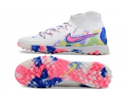 Nike Phantom Luna Elite TF High Top Soccer Cleats White Blue Pink For Men And Women 