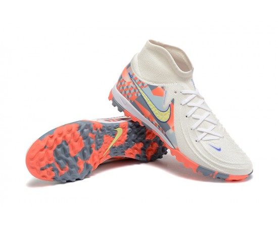 Nike Phantom Luna Elite TF High Top White Gold Orange Soccer Cleats For Men