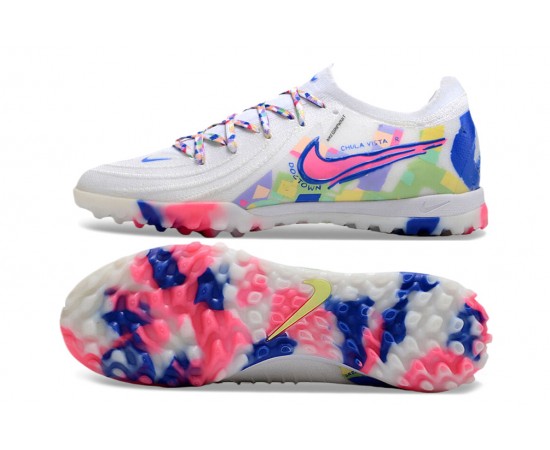 Nike Phantom Luna Elite TF Low Soccer Cleats White Blue Pink For Men And Women