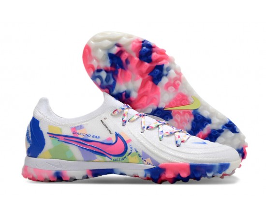 Nike Phantom Luna Elite TF Low Soccer Cleats White Blue Pink For Men And Women