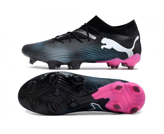 Puma Future 7 Ultimate FG-AG Black Pink White Low Soccer Cleats For Men