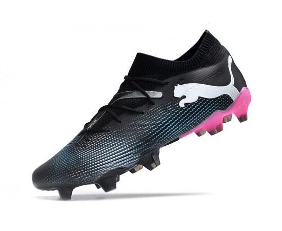 Puma Future 7 Ultimate FG-AG Black Pink White Low Soccer Cleats For Men