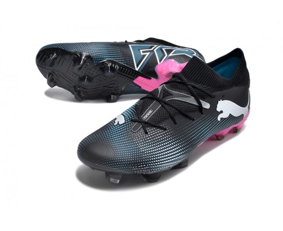 Puma Future 7 Ultimate FG-AG Black Pink White Low Soccer Cleats For Men