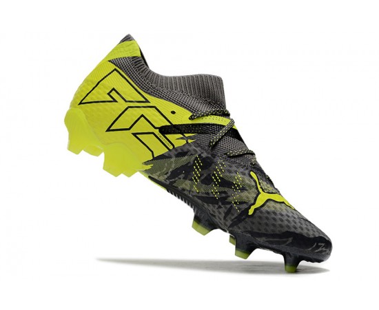 Puma Future 7 Ultimate FG-AG Black Yellow Green Low Soccer Cleats For Men