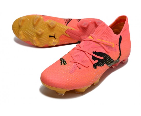 Puma Future 7 Ultimate FG-AG Red Yellow Low Soccer Cleats For Men