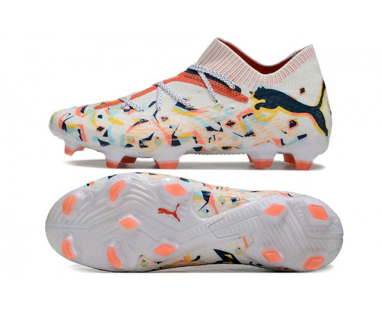 Puma Future 7 Ultimate FG-AG White Orange Low Soccer Cleats For Men