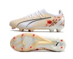 Puma Ultra Ultimate FG Beige White Black Low Soccer Cleats For Men