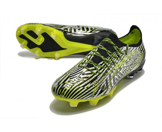 Puma Ultra Ultimate FG Black Green Grey Low Soccer Cleats For Men