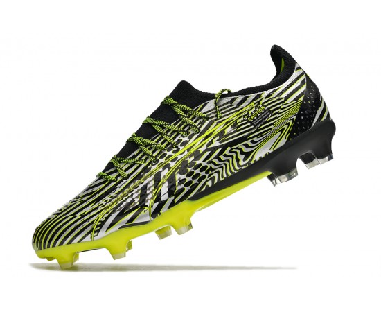 Puma Ultra Ultimate FG Black Green Grey Low Soccer Cleats For Men