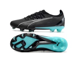 Puma Ultra Ultimate FG Black Ltblue Low Soccer Cleats For Men