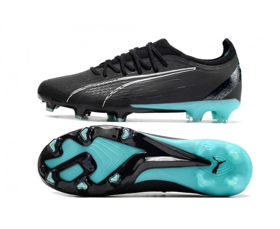 Puma Ultra Ultimate FG Black Ltblue Low Soccer Cleats For Men