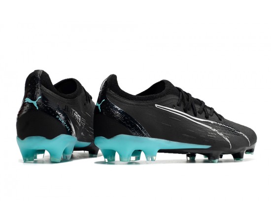 Puma Ultra Ultimate FG Black Ltblue Low Soccer Cleats For Men