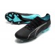 Puma Ultra Ultimate FG Black Ltblue Low Soccer Cleats For Men