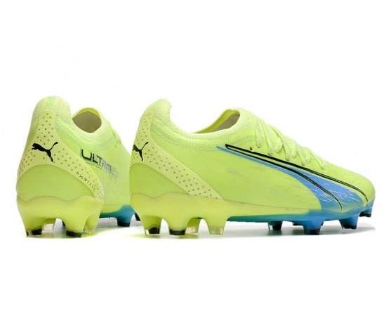 Puma Ultra Ultimate FG Green Yellow Ltblue Low Soccer Cleats For Men