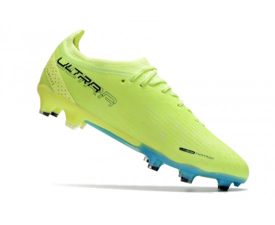 Puma Ultra Ultimate FG Green Yellow Ltblue Low Soccer Cleats For Men