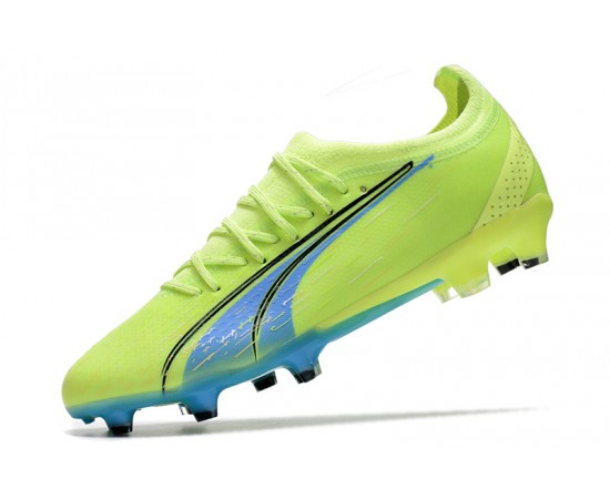 Puma Ultra Ultimate FG Green Yellow Ltblue Low Soccer Cleats For Men