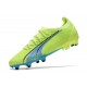 Puma Ultra Ultimate FG Green Yellow Ltblue Low Soccer Cleats For Men