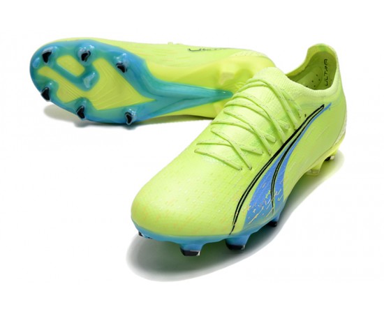 Puma Ultra Ultimate FG Green Yellow Ltblue Low Soccer Cleats For Men